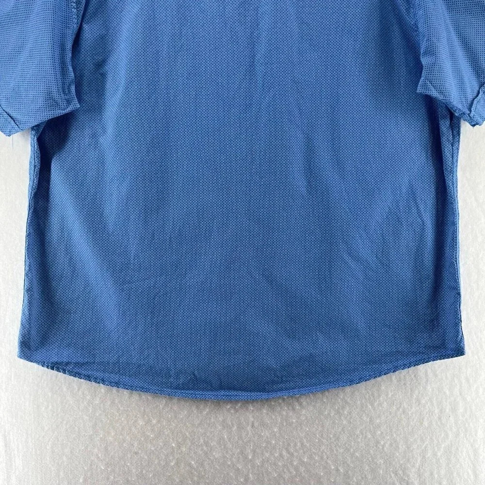 Monument Shirt Mens Sz 2X Printed Check Button Front Short Sleeve Cotton Blue - Picture 6 of 10